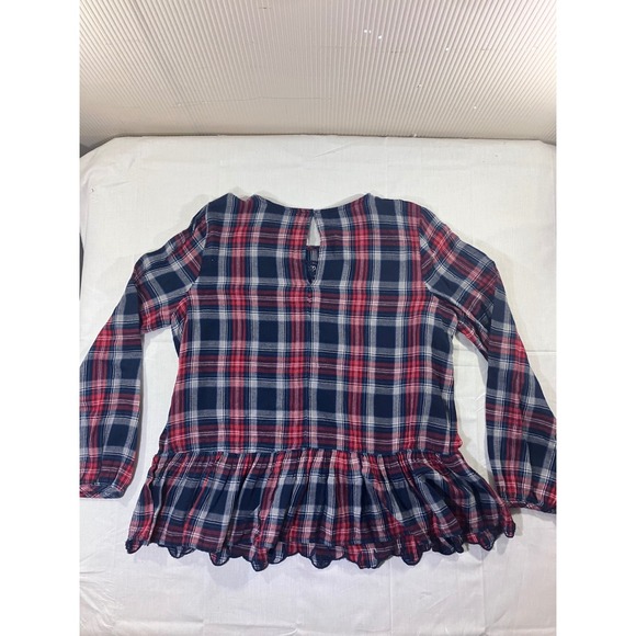 Zara Basic Collection Womens Plaid Long Sleeve Ruffle Peplum Top Size S - Picture 5 of 5